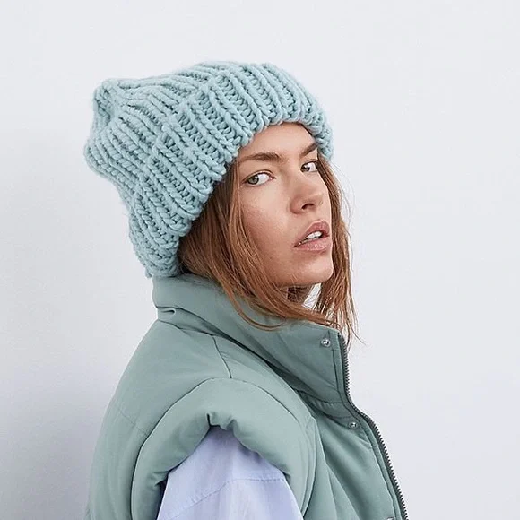 FOR LOVE & LEMONS Chunky Knit Beanie Hat Winter Pastel Purple Lilac For Love And Lemons | Accessories | For Love Lemons Chunky  main image 4